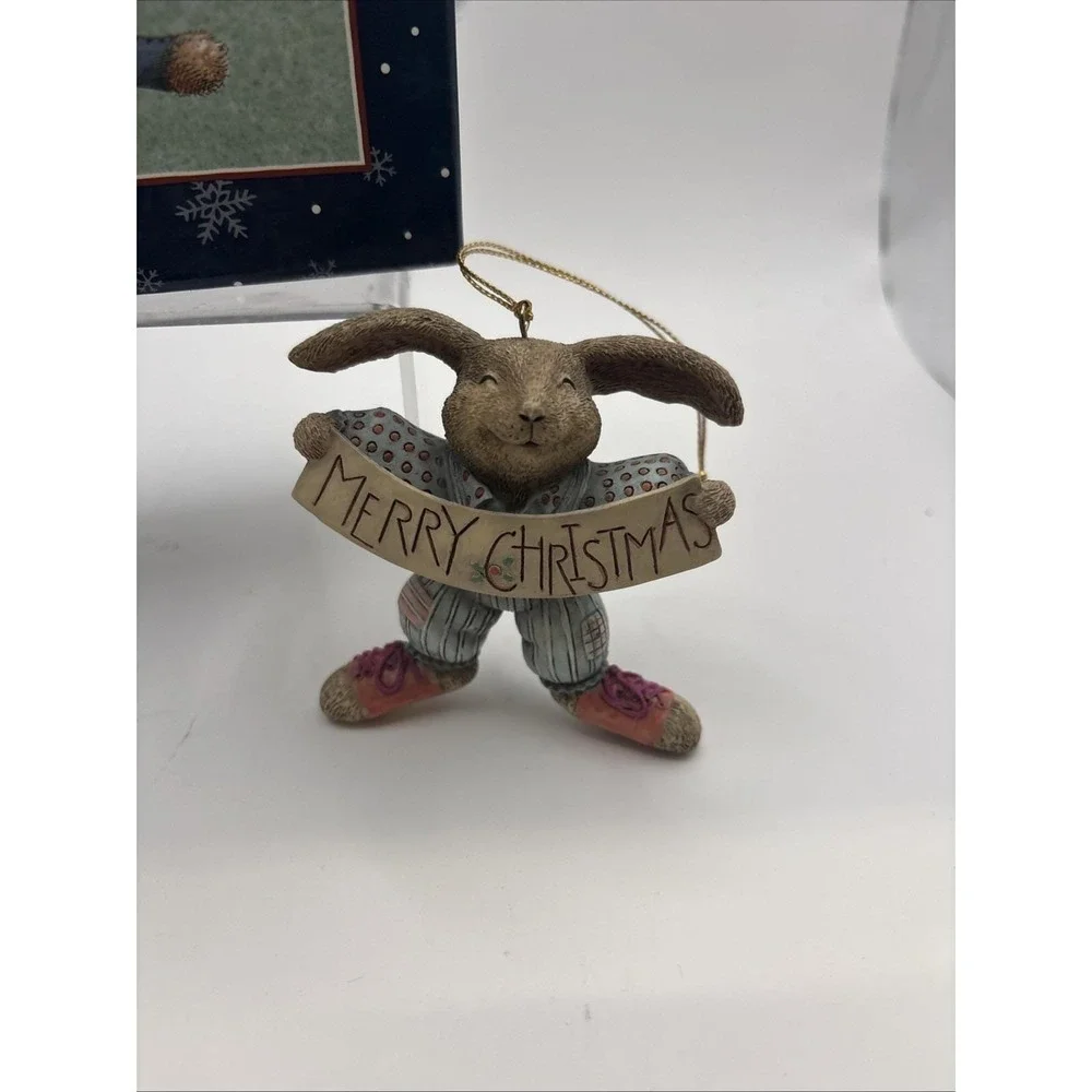 Vtrg~Sherri Buck Baldwin~Bunny Ornament with Merry Christmas Banner~IOB